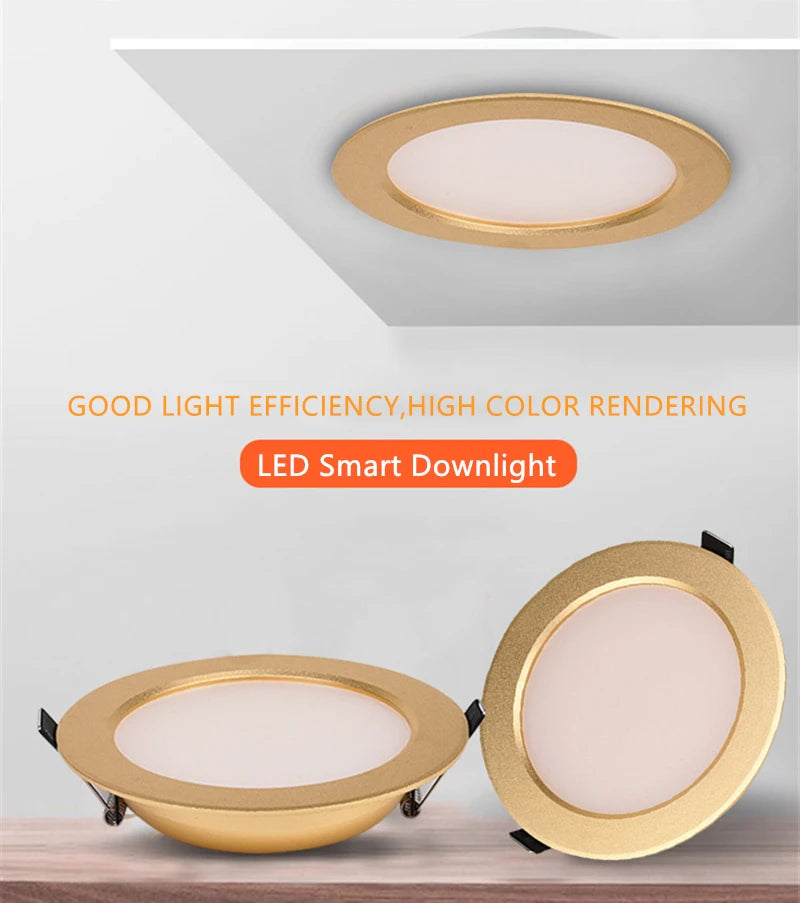 Ultra-thin LED Ceiling Downlight Gold Recessed 5W/7W Luxury Bathroom Bedroom Living Room Shop Home Spot Lighting Fixtures AC220V