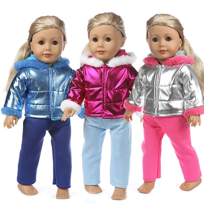 Winter clothes For 18 inch American Girl Doll Jackets+Pants and Doll accessories Children best Gift (Shoes are not included)