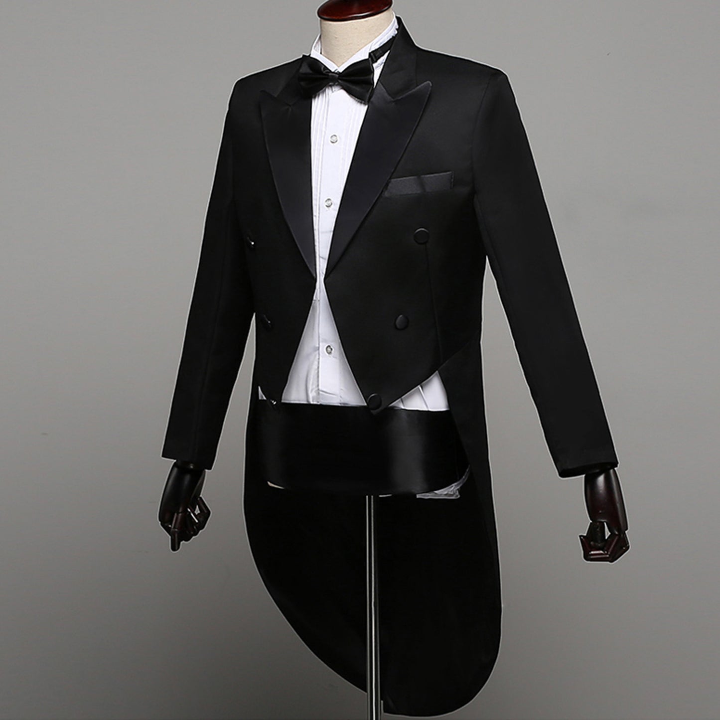 4Pcs Men's Tailcoat Gentlemen Formal Tuxedo Suit Double-breasted Blazer Swallow-Tailed Coat Male Wedding Jackets Suits Blazers