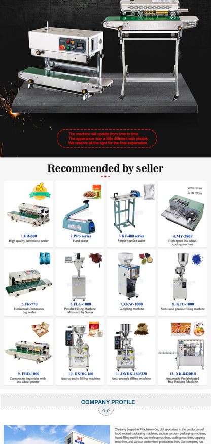 Bespacker FR-880 Automatic Horizontal Plastic Film Bags Heat Sealing Machine Continuous Band Sealer