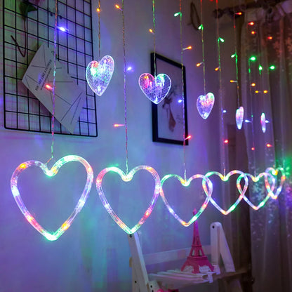 3.5M Curtain Garland Heart-shaped LED Fairy String Lights 220V/110V For Valentine Day Bedroom Christmas Wedding Party Decoration