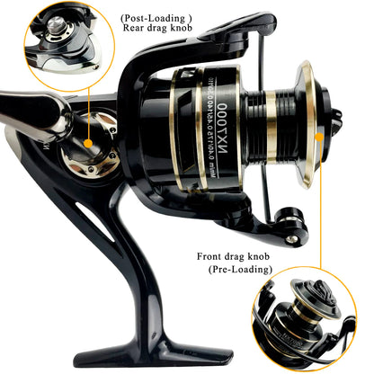 High-Quality Metal Spool Saltwater 5.2:1/4.7:1 High Speed Reel Waterproof Suitable for Pike Fishing 2000-7000Sreies