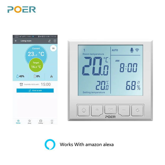 POER WiFi heating Smart Thermostat Temperature Controller for Gas Boiler Electric Underfloor Heating support Alexa 110-220v