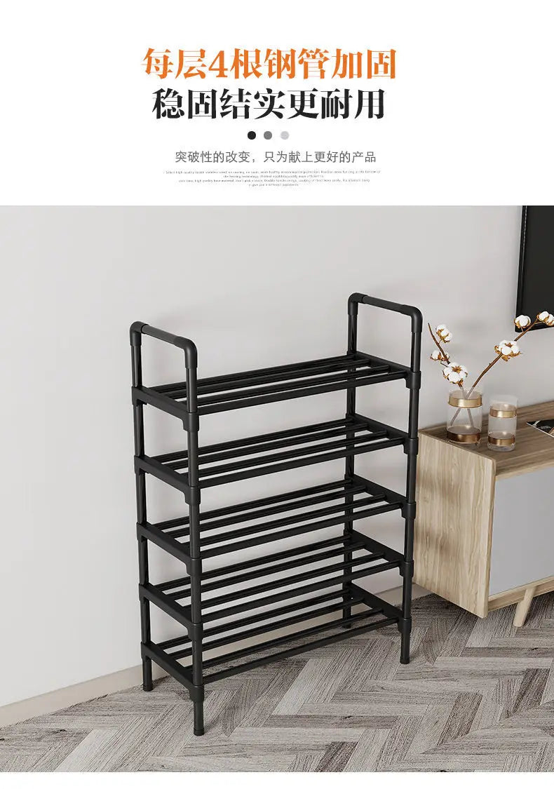 Simple Shoe Rack Metal Shoe Shelf Footwear Shoe Rack Living Room Space Saving Shoes Organizer Stand Holder Black Shoe Shelf