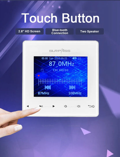 Smart Home Mini Touch Key Audio Bluetooth Wall Amplifier 2*20W Fm Radio Doorbell with Coxial Ceiling Speaker PA System Bathroom