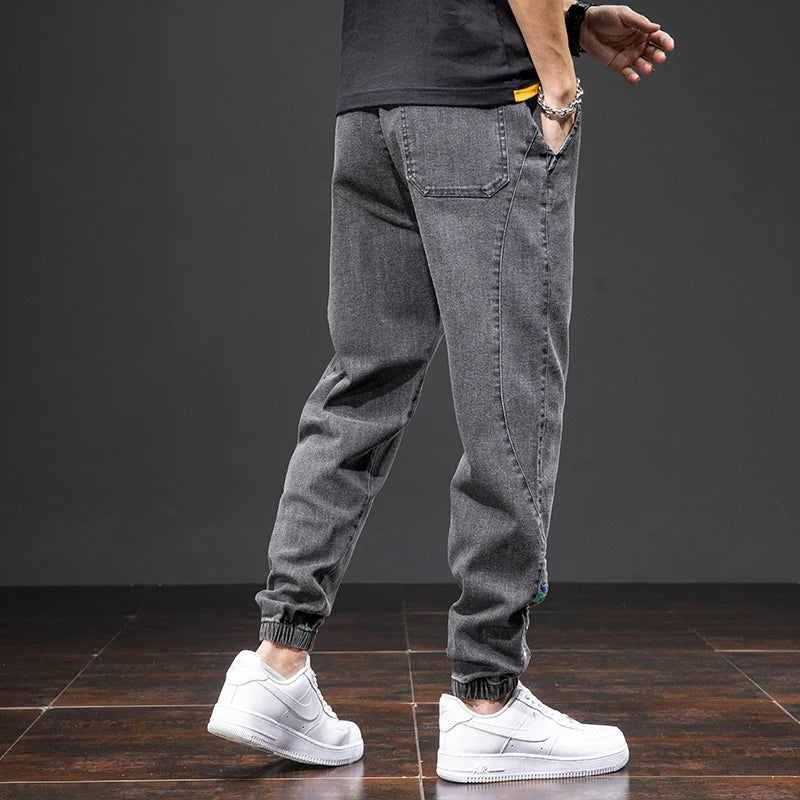 Spring Summer Black Blue Cargo Jeans Men Streetwear Denim Jogger Pants Men Baggy Harem Jean Trousers Plus Size