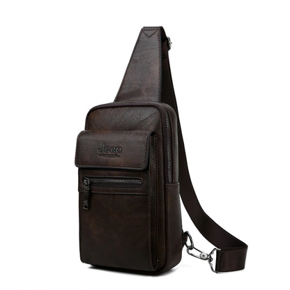 JEEP BULUO High Quality Split Leather Shoulder Crossbody Bag Men Chest Bags For Young Man Famous Brand Sling Bags