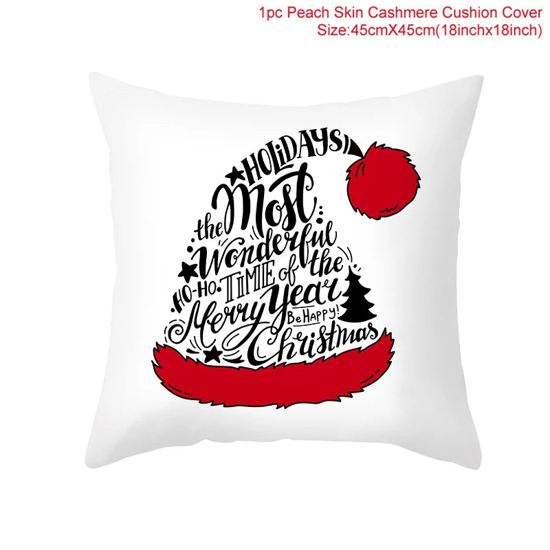 45cm Christmas Cushion Cover Navidad Merry Christmas Decorations For Home 2024 Xmas Noel Cristmas Ornaments New Year Gifts 2025