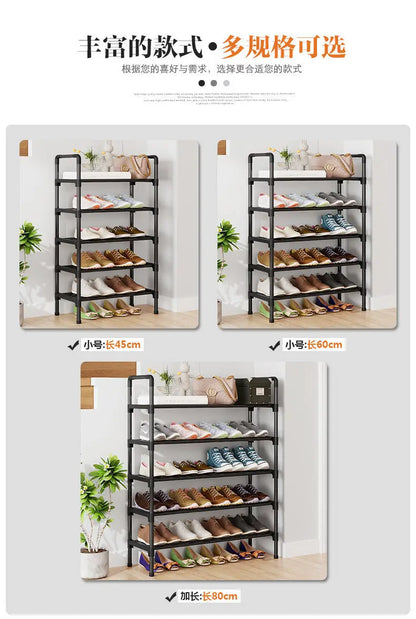 Simple Shoe Rack Metal Shoe Shelf Footwear Shoe Rack Living Room Space Saving Shoes Organizer Stand Holder Black Shoe Shelf