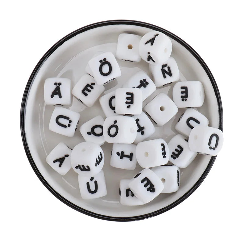 20pcs Baby Silicone Beads French Alphabet Silicone Letters BPA Free Baby Goods Chewing Beads For Teething Necklace 12mm