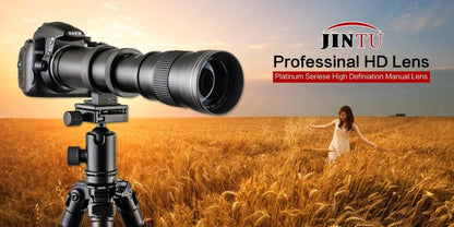 JINTU 420-800mm Manual Telephoto Zoom Lens F/8.3 for Canon SLR Cameras 4000D 1200D 80D 90D 60D 70D T5i T6i T6s T7 T7I 7D 5D IV