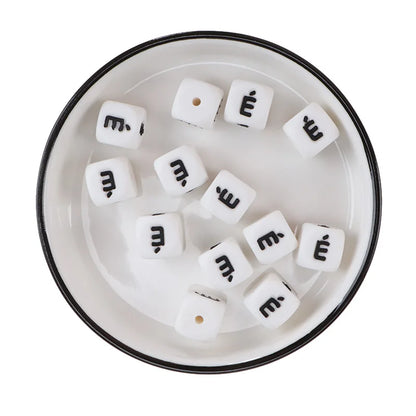 20pcs Baby Silicone Beads French Alphabet Silicone Letters BPA Free Baby Goods Chewing Beads For Teething Necklace 12mm