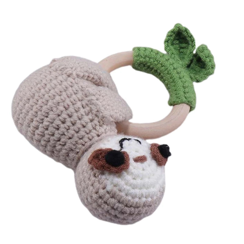 1pc Baby Teether Safe Wooden Toys Mobile Pram Crib Ring DIY Crochet Giraffe Deer Rattle Soother Product