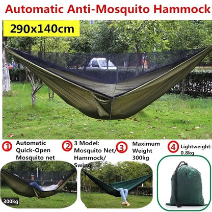 Camping Hammock with Bug Net and Rainfly Tarp,118x118in Portable Waterproof and UV Protection Hammock Tent for Indoor, Outdoor