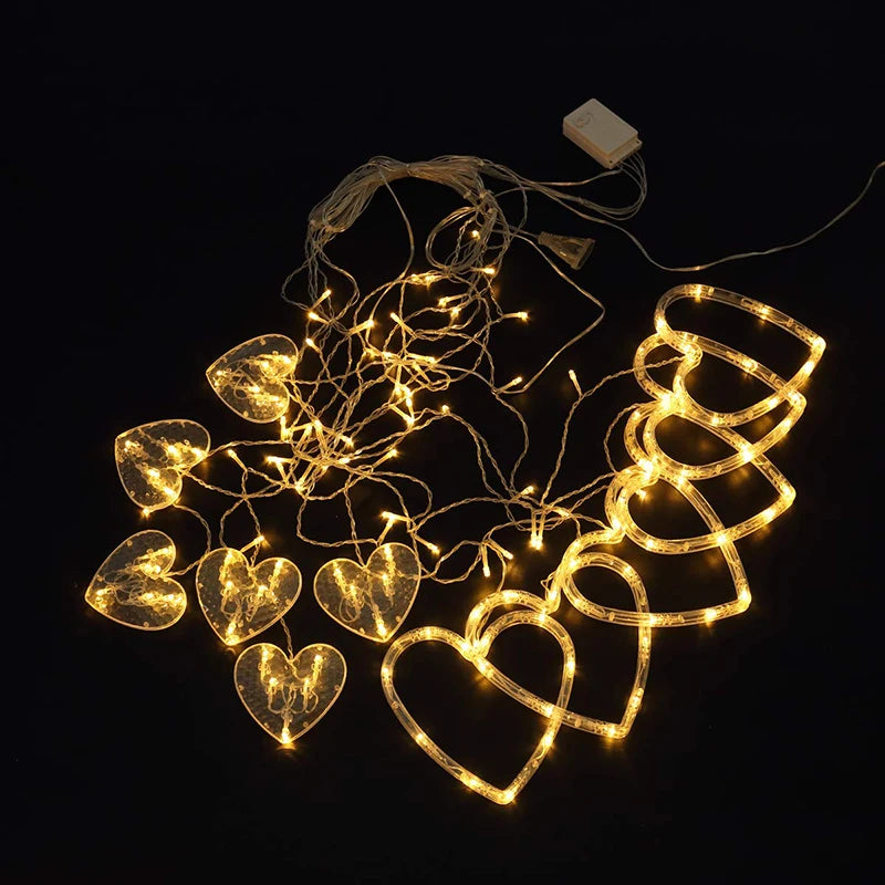 3.5M Curtain Garland Heart-shaped LED Fairy String Lights 220V/110V For Valentine Day Bedroom Christmas Wedding Party Decoration