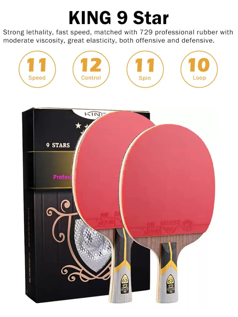 729 Ping Pong Racket Professional Offensive Table Tennis Racket King 6 7 8 9Star ITTF Approved Ping Pong Paddle for Intermediate