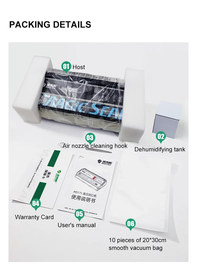 Senior Electric Vacuum Sealer Packaging Machine For Home Kitchen For Sealing Fresh Packaging Machine For Food Preservation MS175