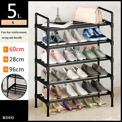 Simple Shoe Rack Metal Shoe Shelf Footwear Shoe Rack Living Room Space Saving Shoes Organizer Stand Holder Black Shoe Shelf