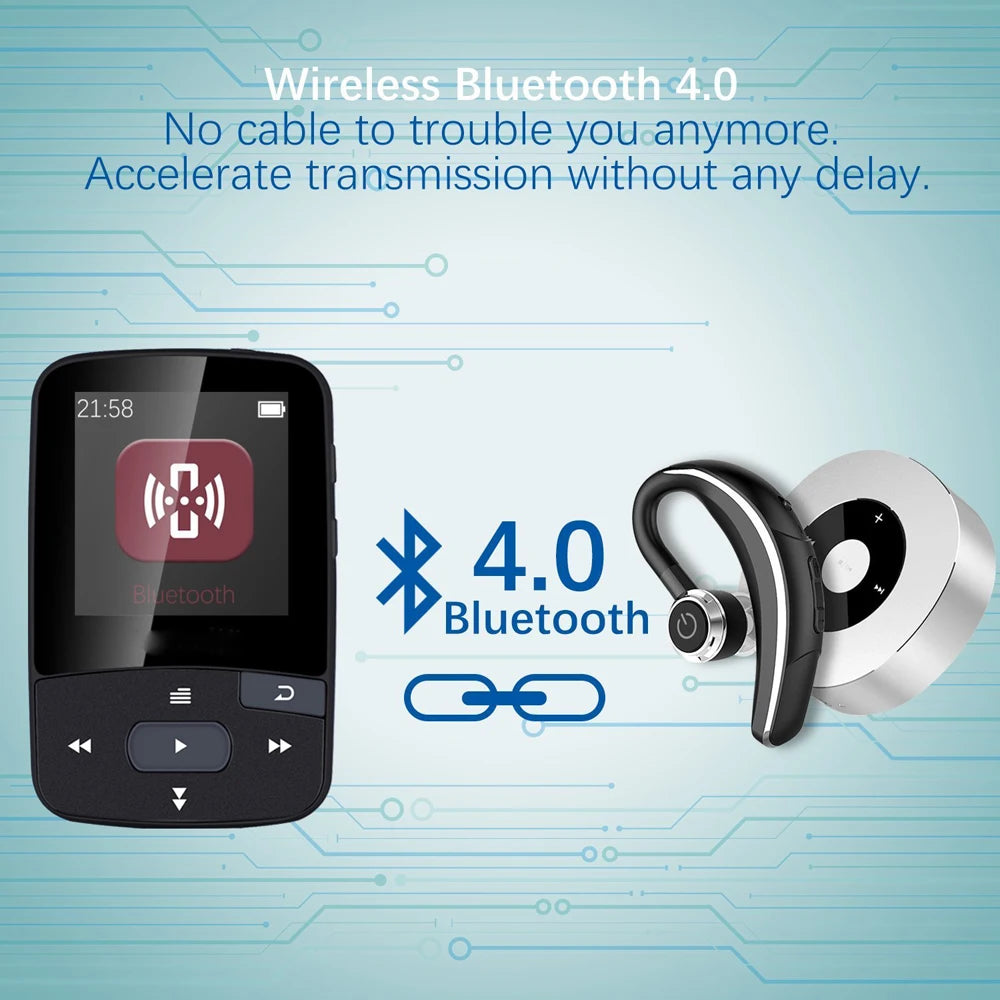 music player RUIZU X50 Sportmp3 player bluetooth  Clip Mini Support FM,Recording,E-Book,Clock,Pedometer mini mp3 player