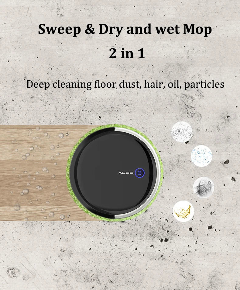 ALEE Mopping Robot Sweep Cleaner 4000mAh 230 mL Water Tank 300 Minutes Dry and Wet Washing Cloth Scrubber Machine For Floor