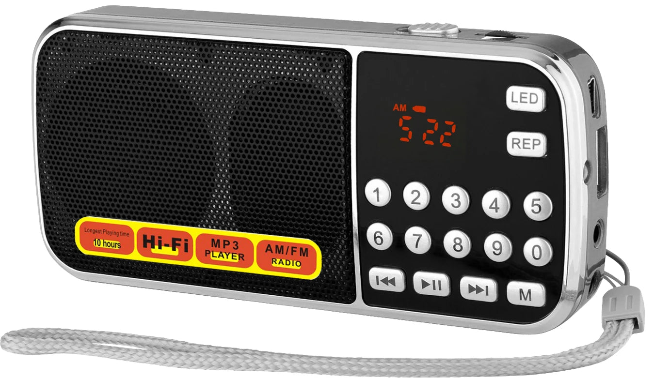 EONKO L-088AM Super Bass AM/FM Radio King with TF USB AUX Flashlight Rechargeable Battery