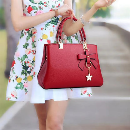 Yogodlns Elegant Women Messenger Bags with flower pendant Office Ladies Totes Pure Handbag for female Crossbody Shoulder Bags