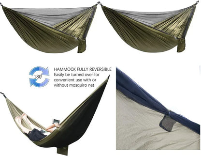 Camping Hammock with Bug Net and Rainfly Tarp,118x118in Portable Waterproof and UV Protection Hammock Tent for Indoor, Outdoor