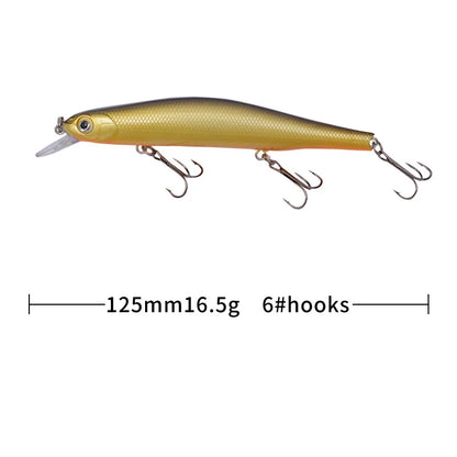 1pc Fishing Lure Minnow 12.5cm/17.7g Topwater Artificial Bait 3D Eyes Plastic Wobblers Tackle Pesca Far-casting Magnet System