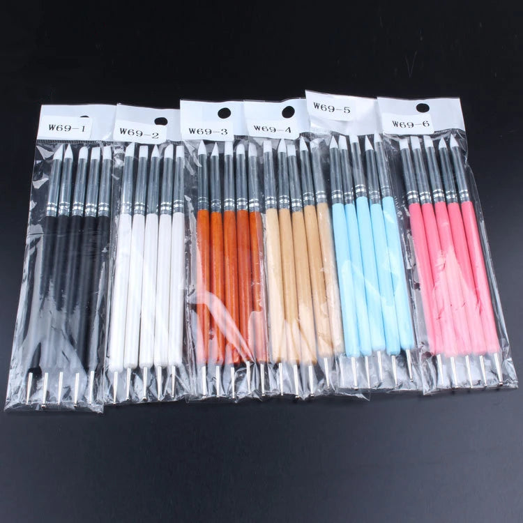 New 6 Colors 5Pcs/Set Stainless Steel Two Head Sculpting Polymer and Soft Pottery Clay Tool Silicone Modelling Art Shaper Tools