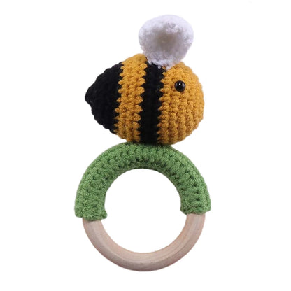 1pc Baby Teether Safe Wooden Toys Mobile Pram Crib Ring DIY Crochet Giraffe Deer Rattle Soother Product