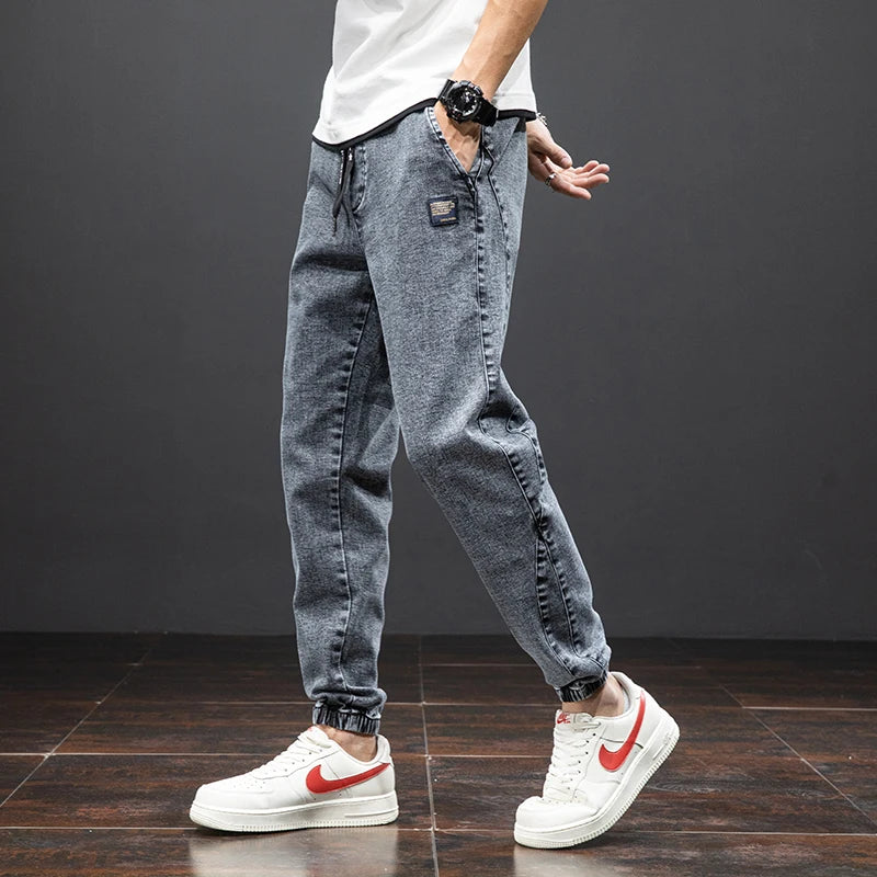 Spring Summer Black Blue Cargo Jeans Men Streetwear Denim Jogger Pants Men Baggy Harem Jean Trousers Plus Size