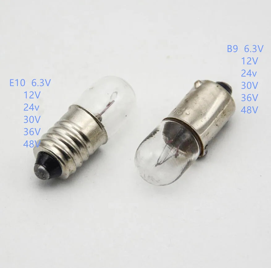 50pcs/lot Flashlight bulb B9 6.3V indicator E10 12V small lamp beads E10 24V 30V 36V 48V 3W signal light bead bayonet light