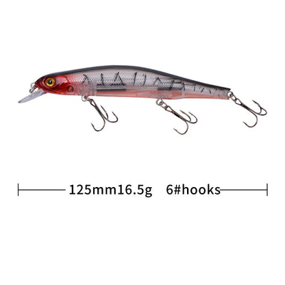 1pc Fishing Lure Minnow 12.5cm/17.7g Topwater Artificial Bait 3D Eyes Plastic Wobblers Tackle Pesca Far-casting Magnet System