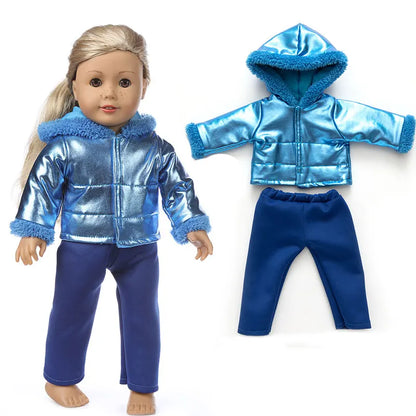 Winter clothes For 18 inch American Girl Doll Jackets+Pants and Doll accessories Children best Gift (Shoes are not included)