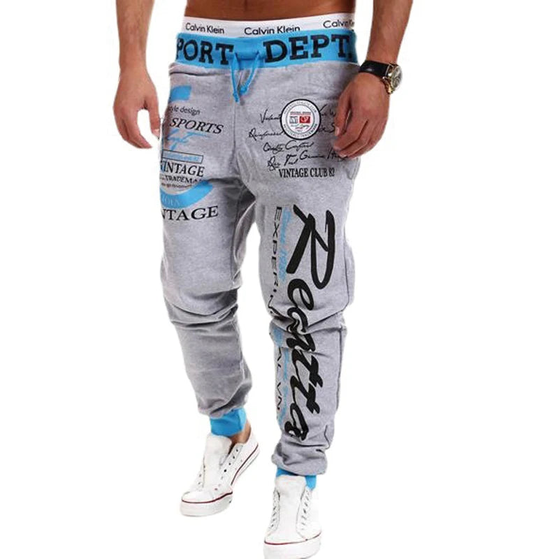 Men's Sweatpants Joggers Trousers Elastic Waist Letter Graphic Prints Sports Outdoor Daily Wear Casual Hip Hop Gray-blue Black