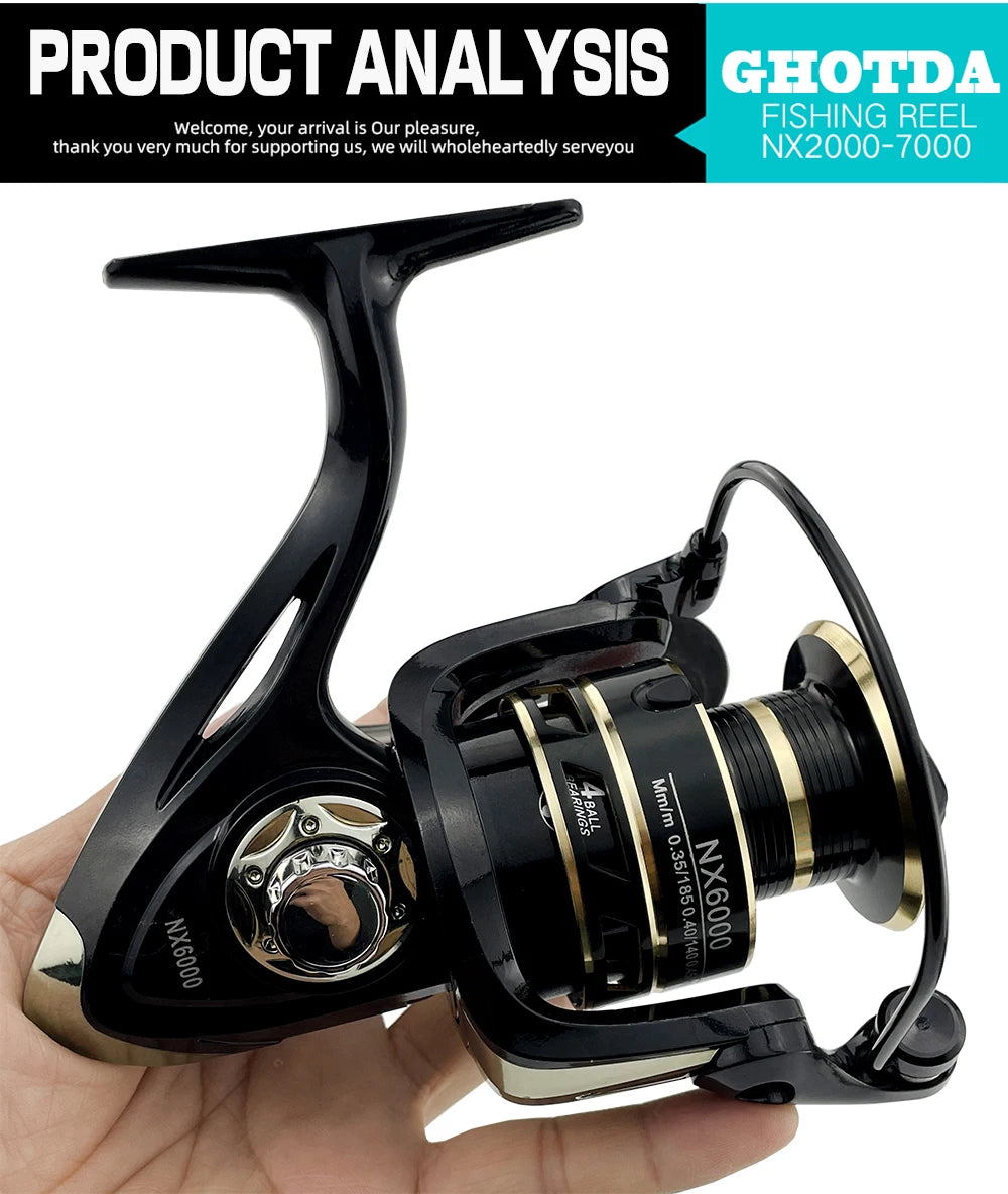 High-Quality Metal Spool Saltwater 5.2:1/4.7:1 High Speed Reel Waterproof Suitable for Pike Fishing 2000-7000Sreies