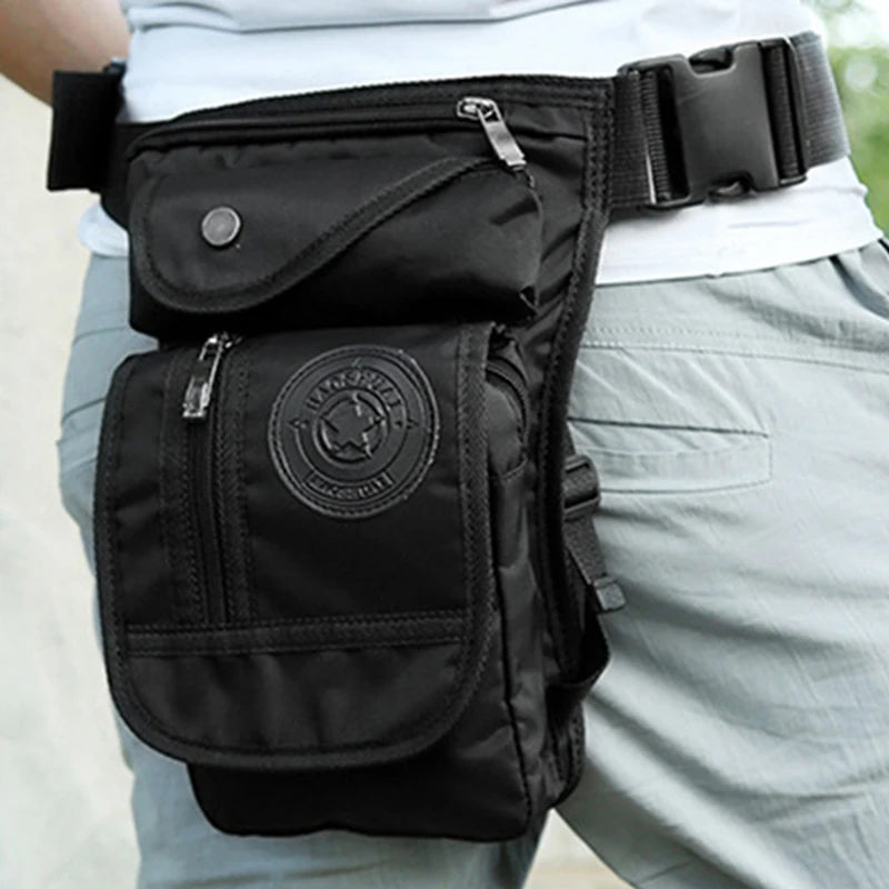 Men Waterproof Nylon Drop Leg Bag Fanny Waist Pack Thigh Belt Hip Bum   Motorcycle Riding Multi-purpose Pouch