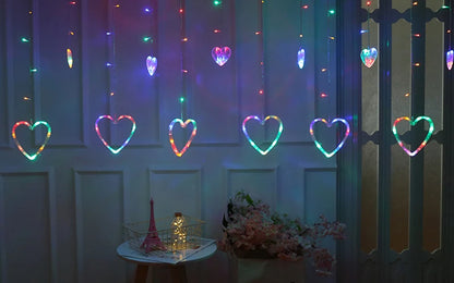 3.5M Curtain Garland Heart-shaped LED Fairy String Lights 220V/110V For Valentine Day Bedroom Christmas Wedding Party Decoration