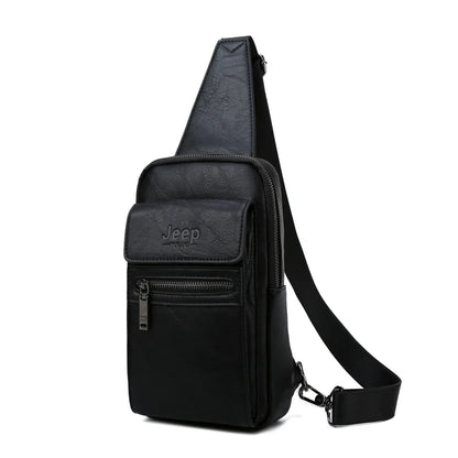 JEEP BULUO High Quality Split Leather Shoulder Crossbody Bag Men Chest Bags For Young Man Famous Brand Sling Bags