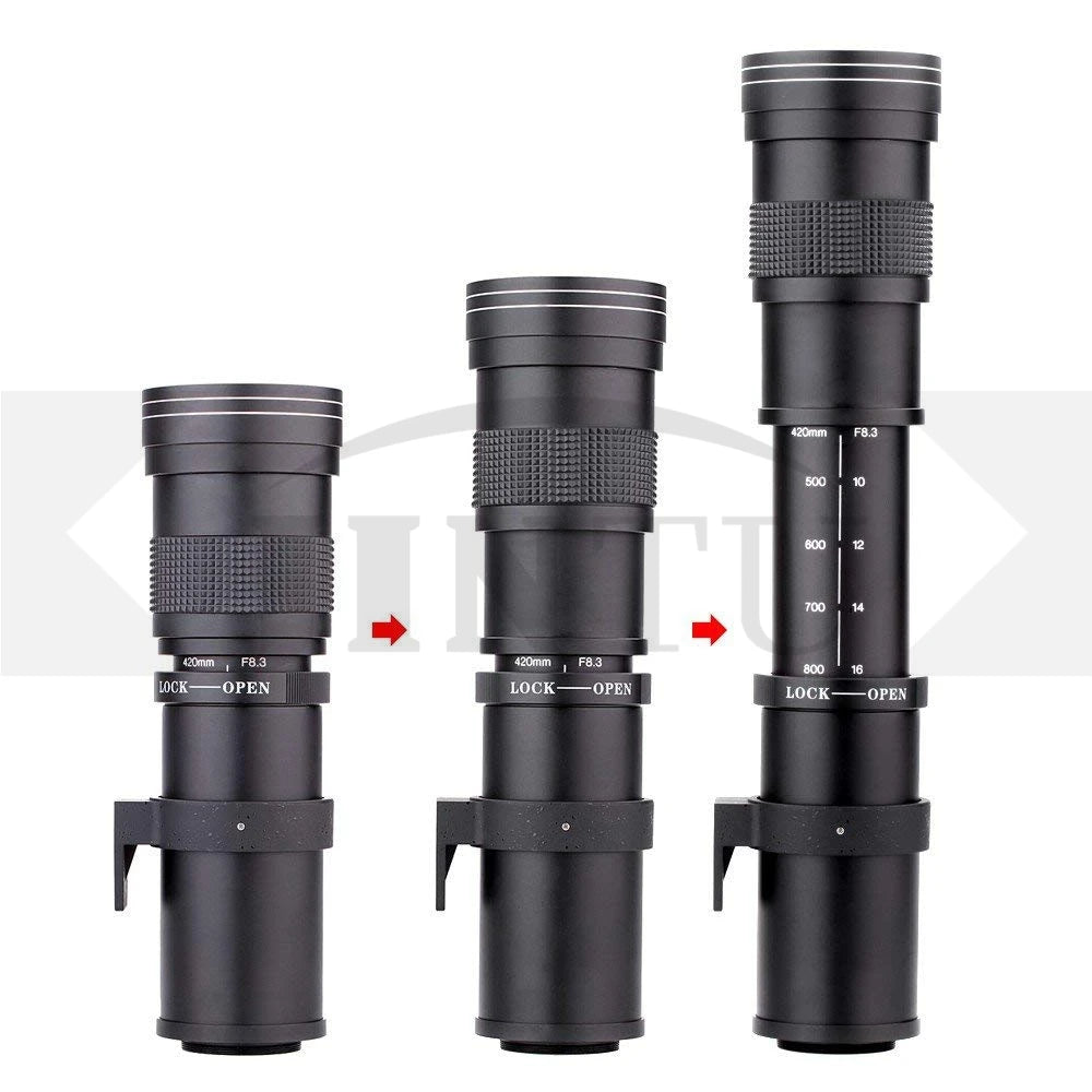 JINTU 420-800mm Manual Telephoto Zoom Lens F/8.3 for Canon SLR Cameras 4000D 1200D 80D 90D 60D 70D T5i T6i T6s T7 T7I 7D 5D IV