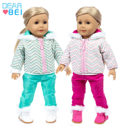 Winter clothes For 18 inch American Girl Doll Jackets+Pants and Doll accessories Children best Gift (Shoes are not included)