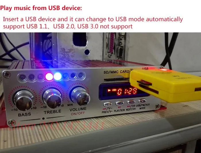 Wholesale DC 12V Mini Bluetooth Amplifiers Headphone Amp SD/USB Play FM Radio With Remote Control For Home/Car Dac