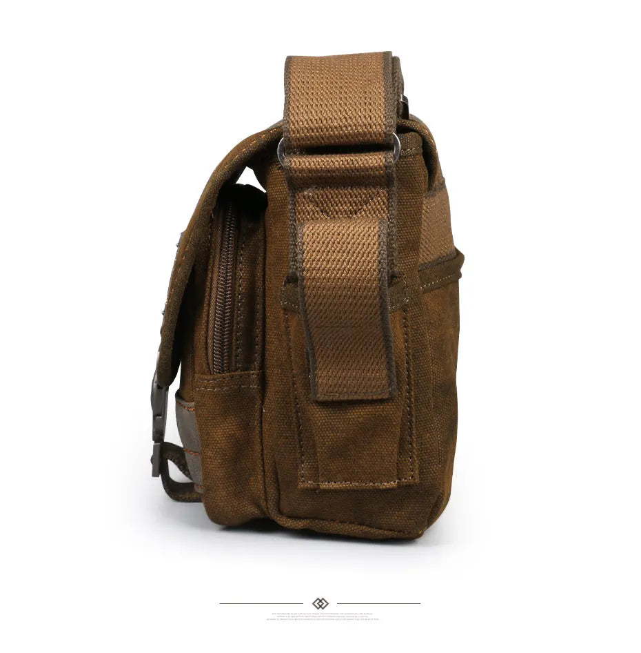 Men Canvas Shoulder Bags Leisure Wear Resistant Retro Cross Messenger Bag Unisex Casual Fashion Bag