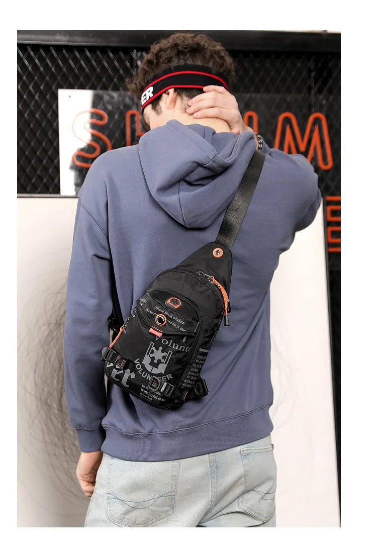 Men Shoulder Chest Pack Cross body Bag Mini Nylon Rucksack Waterproof Travel  Male Sling Backpack Messenger Side Bags