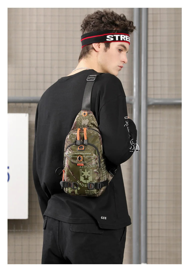 Men Shoulder Chest Pack Cross body Bag Mini Nylon Rucksack Waterproof Travel  Male Sling Backpack Messenger Side Bags