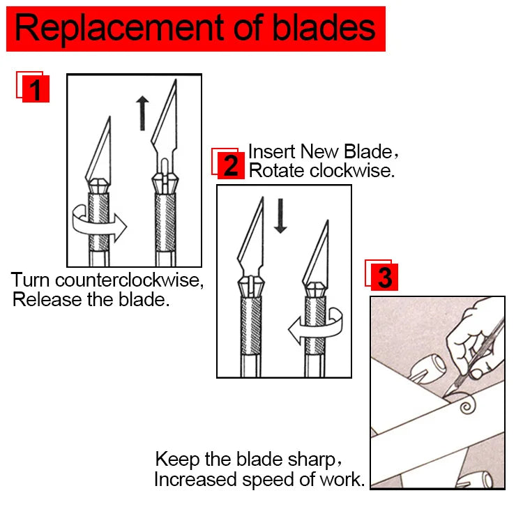 1 Set Precision Hobby Knife Metal Handle With Blades For Arts Wood Carving Tools Crafts Phone PCB Repair Multi DIY Hand Tools