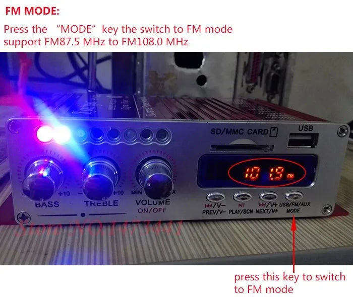 Wholesale DC 12V Mini Bluetooth Amplifiers Headphone Amp SD/USB Play FM Radio With Remote Control For Home/Car Dac