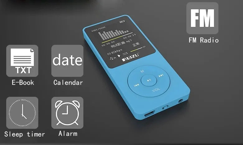 100% Original RUIZU X02  MP3 Player  With 1.8 Inch Screen Can Play 100 hours, 8gb With FM,E-Book,Clock,Data music player