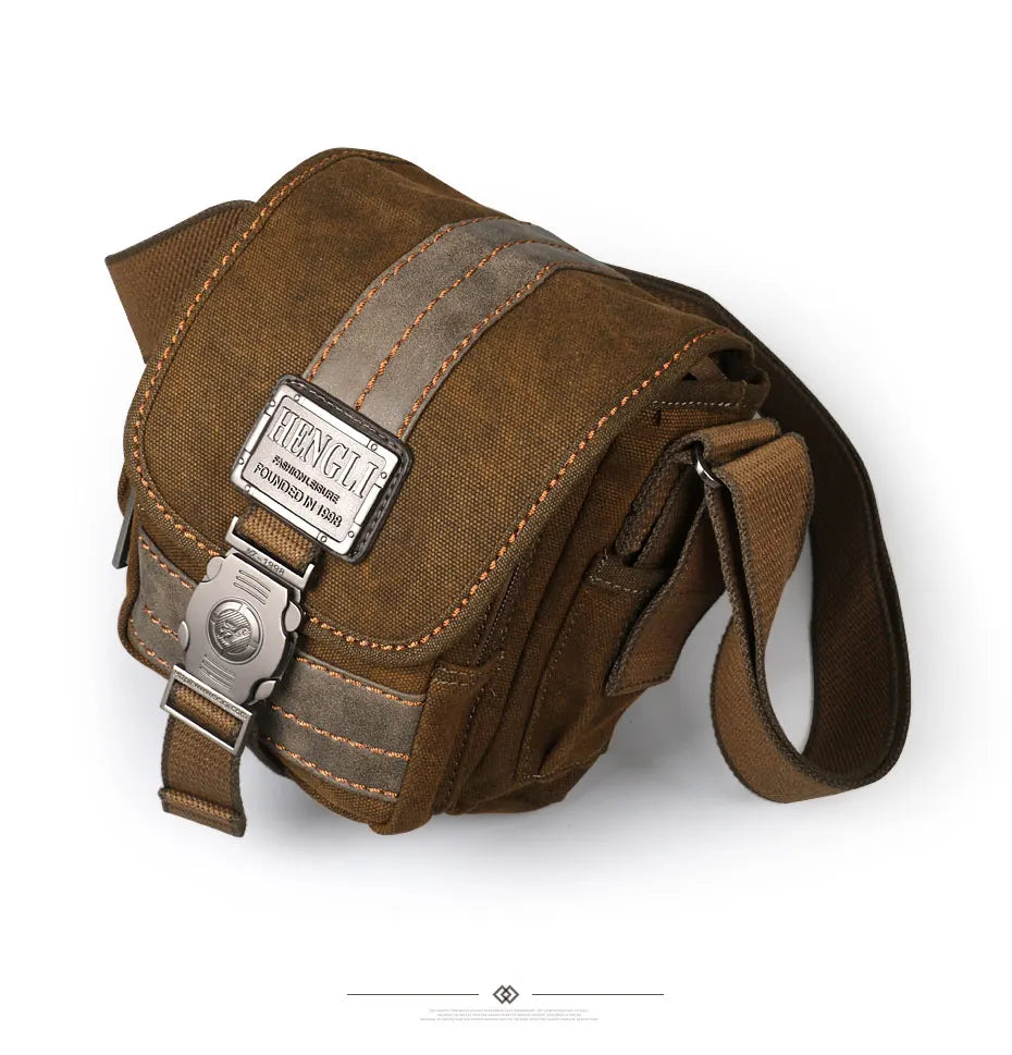 Men Canvas Shoulder Bags Leisure Wear Resistant Retro Cross Messenger Bag Unisex Casual Fashion Bag