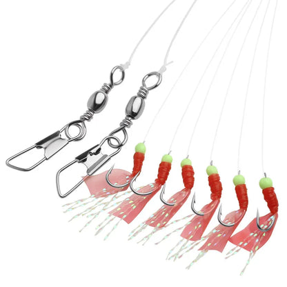 LINNHUE Fishing Hook 6PCS/LOT Stainless Steel Rigs Swivel Lure Pesca Bait Hook Single Combination High Carbon String Hook Pesca